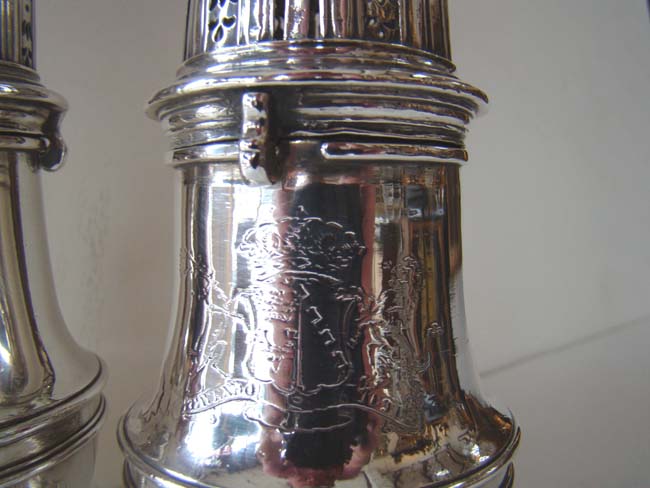 A fine pair of George I Silver Casters by Pierre Platel circa 1715 — image 2